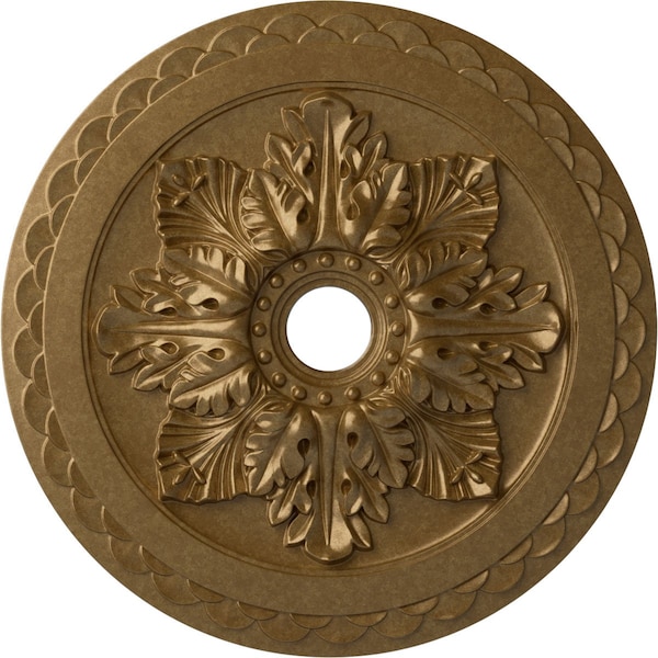 Ekena Millwork Bordeaux Deluxe Ceiling Medallion (Fits Canopies up to 4"), 23 5/8"OD x 3"ID x 2"P, Pale Gold CM23BOPAS - main